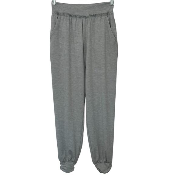 Body & Sol Pants - BODY & SOL Gray Ultra High Waist Lounge Jogger Pants Small Ruffle Pockets Comfy